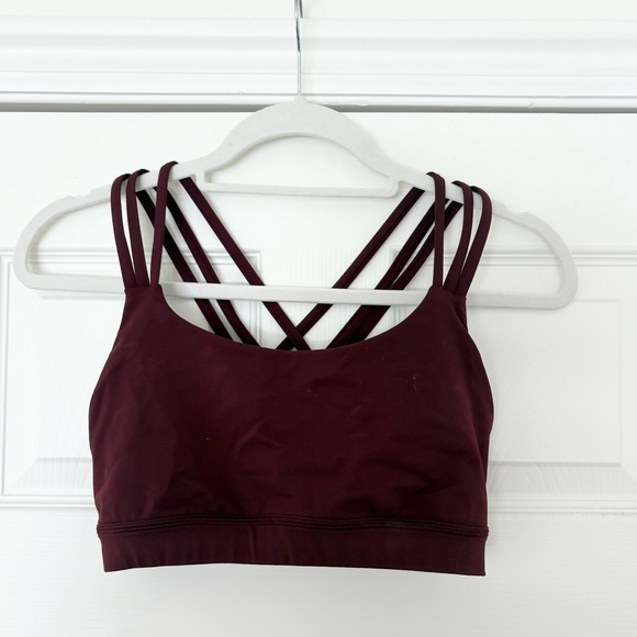 Lululemon Energy Bra (strappy version) in Burgundy Size 6 - Picture 1 of 4